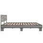 Estructura cama madera ingeniería metal gris Sonoma 200x200 cm de vidaXL, Camas y somieres - Ref: Foro24-3280130, Precio: 161...