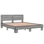 Sonoma gray metal engineered wood bed frame 150x200 cm by vidaXL, Beds and slatted bases - Ref: Foro24-3280145, Price: 145,81...