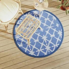Blau-weißer PP-Außenteppich Ø120 cm von vidaXL, Outdoor-Protektoren - Ref: Foro24-368490, Preis: 20,19 €, Rabatt: %