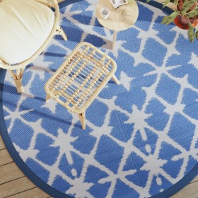 Blue and white PP outdoor rug Ø200 cm by vidaXL, Outdoor protectors - Ref: Foro24-368492, Price: 35,42 €, Discount: %