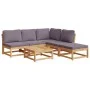 6-teiliges Gartenmöbel-Set mit Kissen aus massivem Akazienholz von vidaXL, Modulare Sofas für den Außenbereich - Ref: Foro24-...