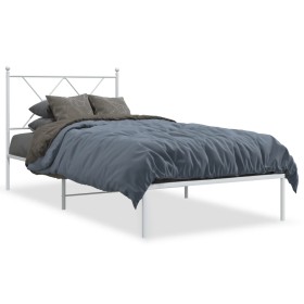 Metal bed frame with white headboard 90x200 cm by vidaXL, Beds and slatted bases - Ref: Foro24-376544, Price: 66,57 €, Discou...