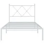 Bettgestell aus Metall mit weißem Kopfteil 90x200 cm von vidaXL, Betten und Lattenroste - Ref: Foro24-376544, Preis: 65,64 €,...