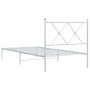 Bettgestell aus Metall mit weißem Kopfteil 90x200 cm von vidaXL, Betten und Lattenroste - Ref: Foro24-376544, Preis: 66,57 €,...