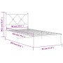 Metal bed frame with white headboard 90x200 cm by vidaXL, Beds and slatted bases - Ref: Foro24-376544, Price: 66,57 €, Discou...