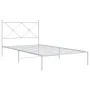 Metal bed frame with white headboard 100x200 cm by vidaXL, Beds and slatted bases - Ref: Foro24-376546, Price: 75,73 €, Disco...