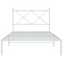 Metal bed frame with white headboard 100x200 cm by vidaXL, Beds and slatted bases - Ref: Foro24-376546, Price: 77,55 €, Disco...
