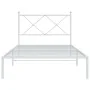 Metal bed frame with white headboard 100x200 cm by vidaXL, Beds and slatted bases - Ref: Foro24-376546, Price: 75,73 €, Disco...