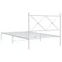 Metal bed frame with white headboard 100x200 cm by vidaXL, Beds and slatted bases - Ref: Foro24-376546, Price: 75,73 €, Disco...