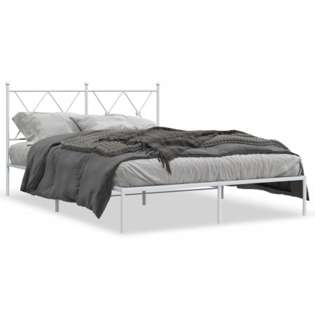 Metallbettgestell mit weißem Kopfteil 135x190 cm von vidaXL, Betten und Lattenroste - Ref: Foro24-376550, Preis: 94,62 €, Rab...