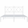 Metallbettgestell mit weißem Kopfteil 135x190 cm von vidaXL, Betten und Lattenroste - Ref: Foro24-376550, Preis: 94,62 €, Rab...