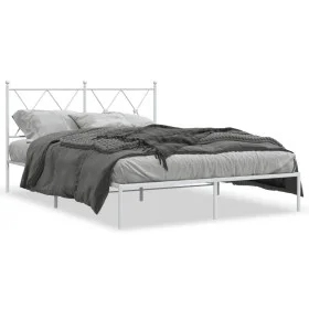 White metal bed frame with headboard 140x200 cm by vidaXL, Beds and slatted bases - Ref: Foro24-376552, Price: 93,85 €, Disco...