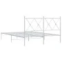 White metal bed frame with headboard 140x200 cm by vidaXL, Beds and slatted bases - Ref: Foro24-376552, Price: 93,85 €, Disco...
