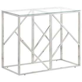 Console table silver stainless steel and tempered glass by vidaXL, Side tables - Ref: Foro24-349985, Price: 137,12 €, Discoun...