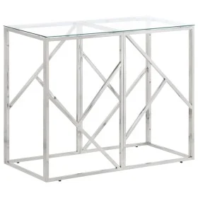 Console table silver stainless steel and tempered glass by vidaXL, Side tables - Ref: Foro24-349985, Price: 128,45 €, Discoun...