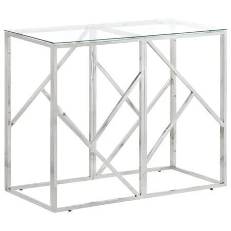 Console table silver stainless steel and tempered glass by vidaXL, Side tables - Ref: Foro24-349985, Price: 128,45 €, Discoun...