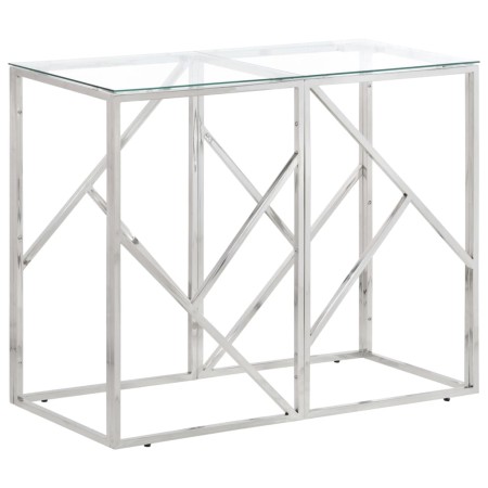 Konsolentisch aus silbernem Edelstahl und gehärtetem Glas von vidaXL, Seitentische - Ref: Foro24-349985, Preis: 137,12 €, Rab...