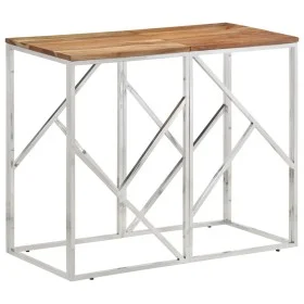 Console table stainless steel and solid silver acacia wood by vidaXL, Side tables - Ref: Foro24-349991, Price: 85,63 €, Disco...