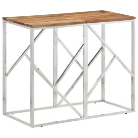 Konsolentisch aus Edelstahl und massivem Akazienholz in Silber von vidaXL, Seitentische - Ref: Foro24-349991, Preis: 86,38 €,...