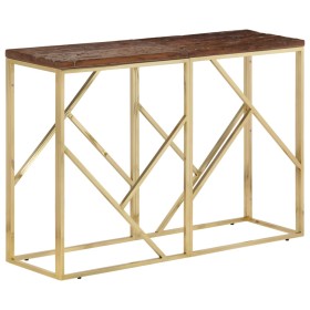 Console table stainless steel solid wood naughty gold by vidaXL, Side tables - Ref: Foro24-349998, Price: 102,84 €, Discount: %