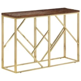 Mesa consola acero inoxidable madera maciza traviesa dorado de vidaXL, Mesas auxiliares - Ref: Foro24-349998, Precio: 101,89 ...