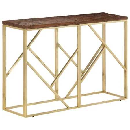 Mesa consola acero inoxidable madera maciza traviesa dorado de vidaXL, Mesas auxiliares - Ref: Foro24-349998, Precio: 101,89 ...