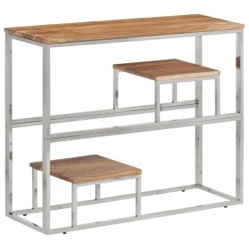 Console table stainless steel and solid silver acacia wood by vidaXL, Side tables - Ref: Foro24-350015, Price: 84,22 €, Disco...