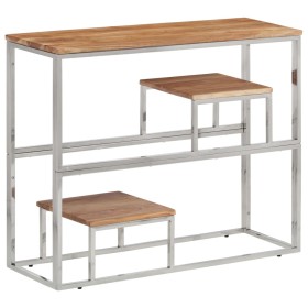 Konsolentisch aus Edelstahl und massivem Akazienholz in Silber von vidaXL, Seitentische - Ref: Foro24-350015, Preis: 84,98 €,...