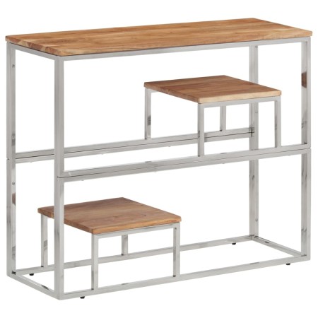Konsolentisch aus Edelstahl und massivem Akazienholz in Silber von vidaXL, Seitentische - Ref: Foro24-350015, Preis: 84,98 €,...