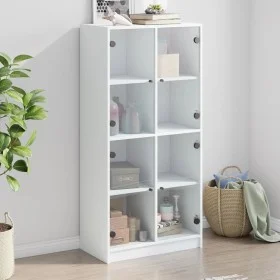 High sideboard with white engineered wood doors 68x37x142 cm by vidaXL, Sideboards - Ref: Foro24-3295857, Price: 124,48 €, Di...