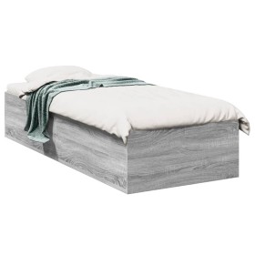 Sonoma gray engineered wood bed frame 75x190 cm by vidaXL, Beds and slatted bases - Ref: Foro24-841991, Price: 79,53 €, Disco...