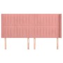 Cabecero con orejas de terciopelo rosa 203x16x118/128 cm
