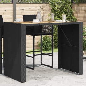 Garden table black PE rattan wooden surface 145x80x110cm by vidaXL, Garden tables - Ref: Foro24-368698, Price: 229,80 €, Disc...