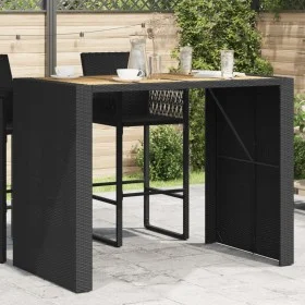 Garden table black PE rattan wooden surface 145x80x110cm by vidaXL, Garden tables - Ref: Foro24-368698, Price: 247,69 €, Disc...