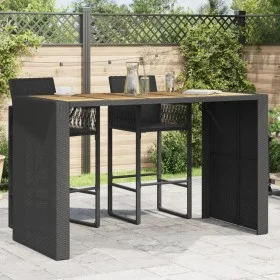 Garden table black PE rattan wooden surface 185x80x110cm by vidaXL, Garden tables - Ref: Foro24-368700, Price: 282,43 €, Disc...