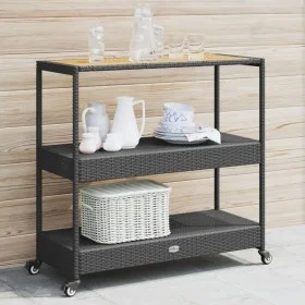 Bar cart 3 levels PE rattan and solid black acacia wood by vidaXL, Kitchen and dining carts - Ref: Foro24-368723, Price: 161,...