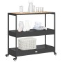 Bar cart 3 levels PE rattan and solid black acacia wood by vidaXL, Kitchen and dining carts - Ref: Foro24-368723, Price: 122,...