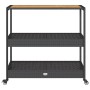 Barwagen mit 3 Ebenen aus PE-Rattan und massivem schwarzem Akazienholz von vidaXL, Küchen- und Speisewagen - Ref: Foro24-3687...