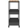 Bar cart 3 levels PE rattan and solid black acacia wood by vidaXL, Kitchen and dining carts - Ref: Foro24-368723, Price: 122,...