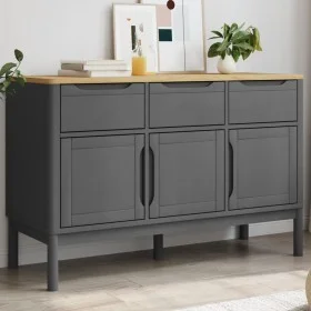 FLORO Sideboard aus massivem grauem Kiefernholz 114x43x74 cm von vidaXL, Sideboards - Ref: Foro24-374025, Preis: 205,91 €, Ra...