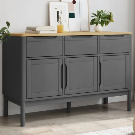 FLORO Sideboard aus massivem grauem Kiefernholz 114x43x74 cm von vidaXL, Sideboards - Ref: Foro24-374025, Preis: 205,91 €, Ra...
