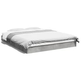 Concrete gray engineered wood bed frame 150x200cm by vidaXL, Beds and slatted bases - Ref: Foro24-842017, Price: 85,74 €, Dis...