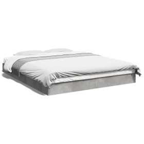 Estructura de cama madera de ingeniería gris hormigón 150x200cm de vidaXL, Camas y somieres - Ref: Foro24-842017, Precio: 86,...