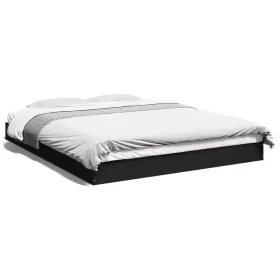 Black engineered wood bed frame 150x200 cm by vidaXL, Beds and slatted bases - Ref: Foro24-842015, Price: 92,09 €, Discount: %