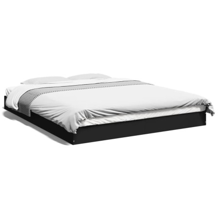 Black engineered wood bed frame 150x200 cm by vidaXL, Beds and slatted bases - Ref: Foro24-842015, Price: 93,21 €, Discount: %