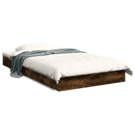 Smoke oak engineered wood bed frame 100x200 cm by vidaXL, Beds and slatted bases - Ref: Foro24-842060, Price: 61,87 €, Discou...