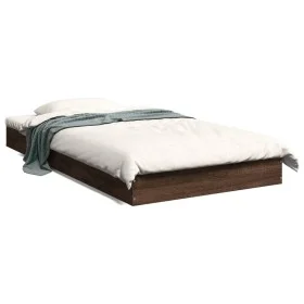 Oak brown engineered wood bed frame 100x200 cm by vidaXL, Beds and slatted bases - Ref: Foro24-842062, Price: 63,74 €, Discou...