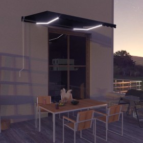 Toldo retráctil manual con LED gris antracita 350x250 cm