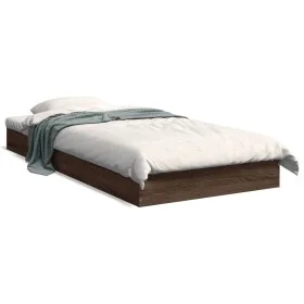 Brown oak engineered wood bed frame 90x200 cm by vidaXL, Beds and slatted bases - Ref: Foro24-842069, Price: 65,85 €, Discoun...