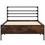 Estructura cama madera ingeniería metal roble humo 100x200 cm de vidaXL, Camas y somieres - Ref: Foro24-845589, Precio: 77,95...